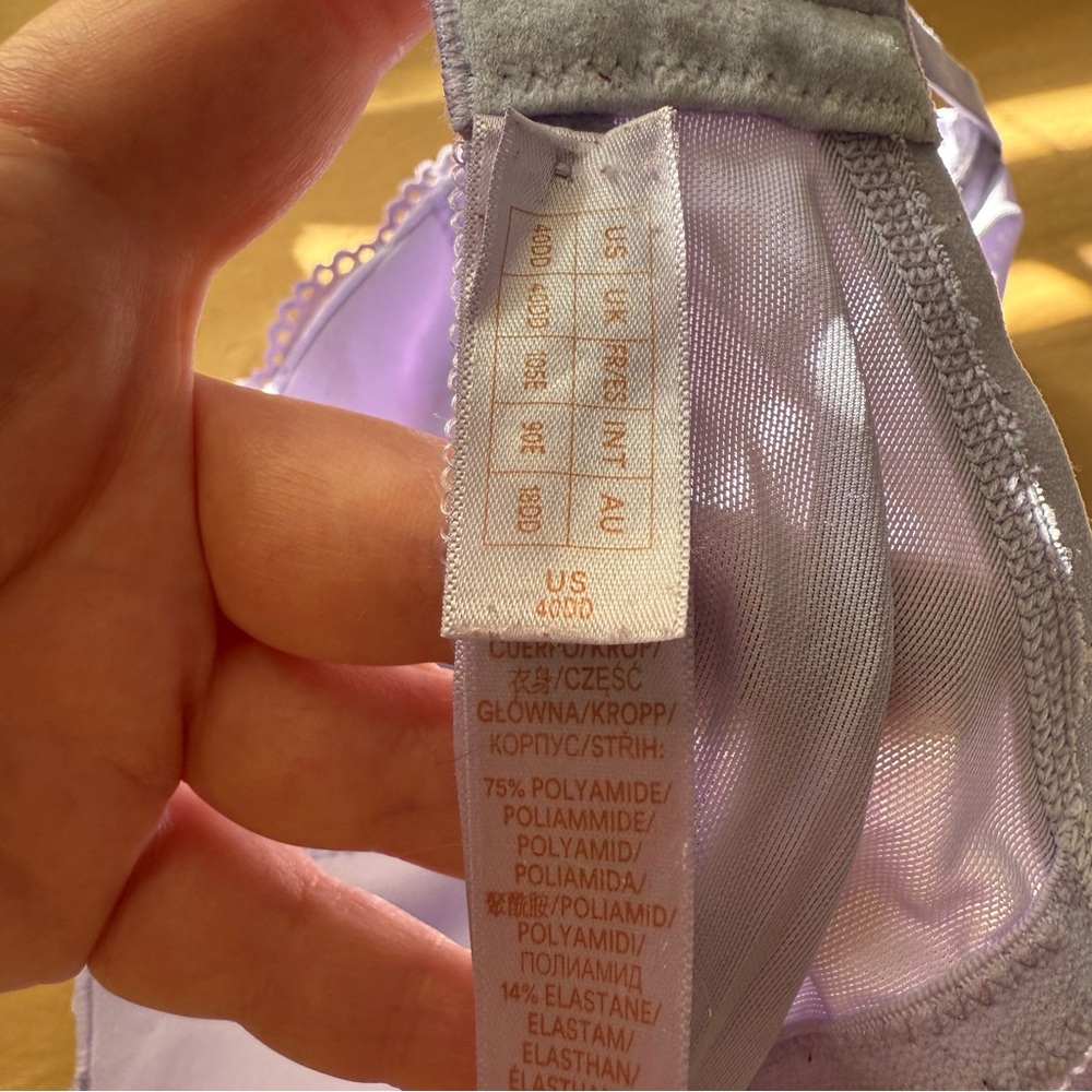 Savage x Fenty Pastel Lavender Purple Sparkly Floral Lace Bra & Garter Belt Set - Picture 7 of 8